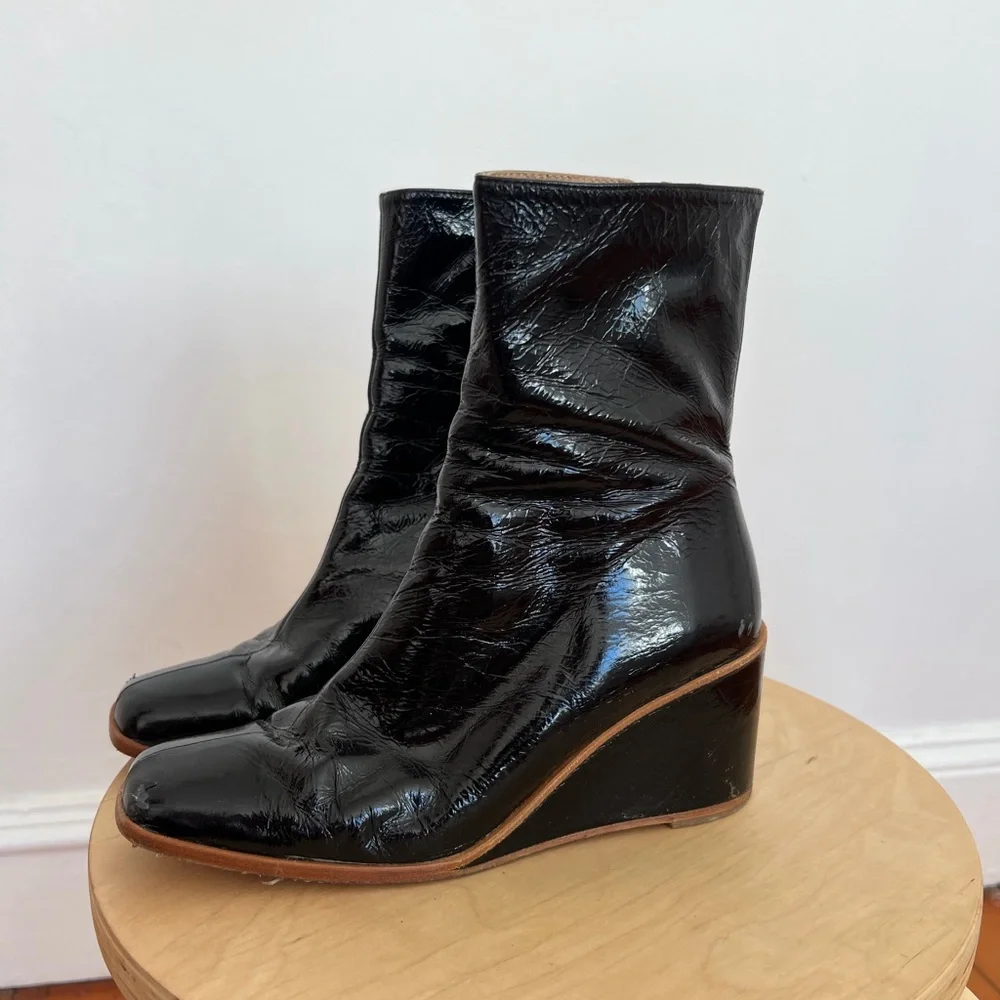 Black Patent Leather Paloma Wool Ankle Boots - Picture 4 of 7